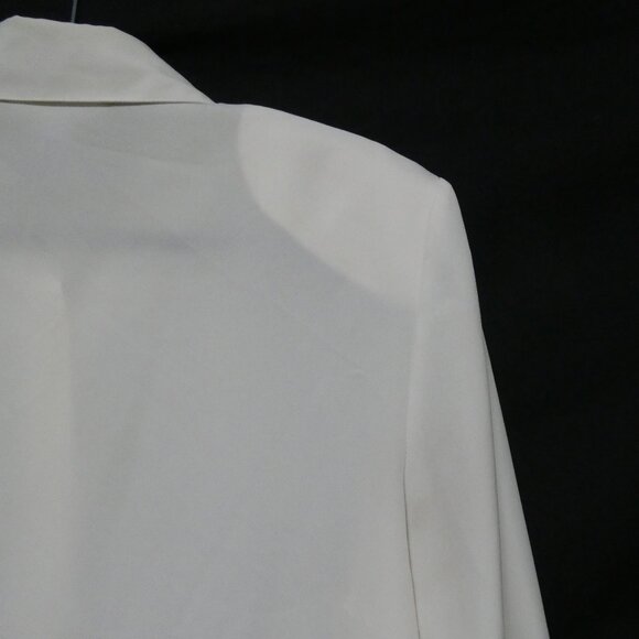 SUSAN HUTTON | size 14 | Elegant White Dress Shirt | Shoulder Pads | Polyester - Picture 11 of 14
